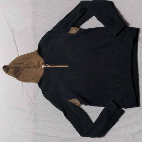 Carbon2Cobalt Black Ribbed Hoodie Hooded  Sweater Large 100% Cotton - Picture 1 of 6